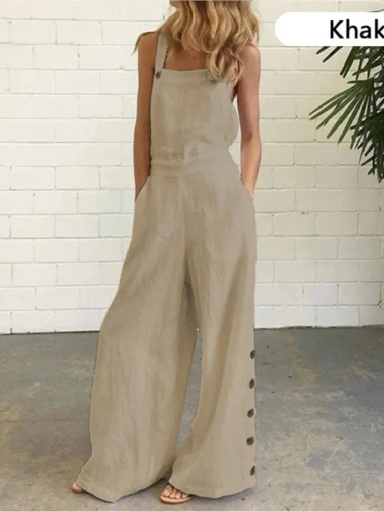 Pocketed Sleeveless Wide-Leg Jumpsuit