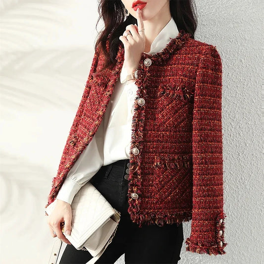 Red Plaid Tweed Jacket