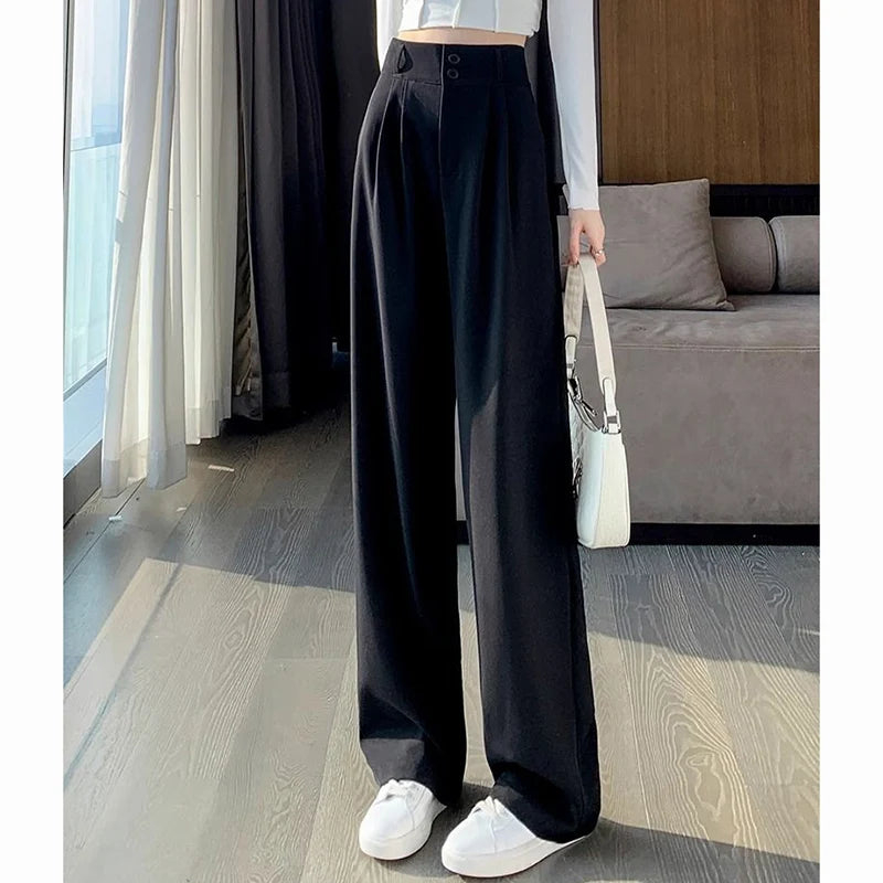 High-Waist Straight Office Trousers