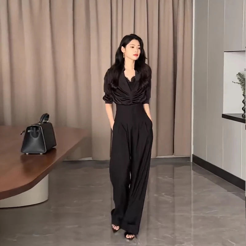 Ultra-High-Waist Wide-Leg Suit Pants