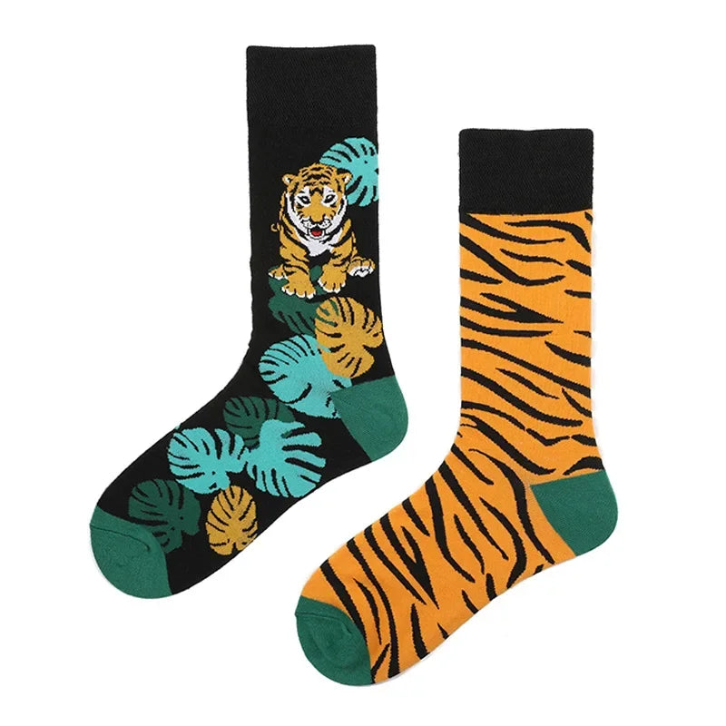 1Pair Man Women Socks Original AB Tide Socks Medium High Tube Colorful Socks Flowers Fruits Candy Cake Cotton Socks Unisex Socks