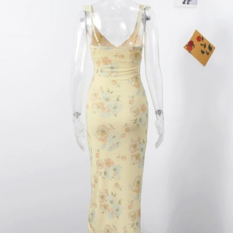Floral Backless Beach Dress