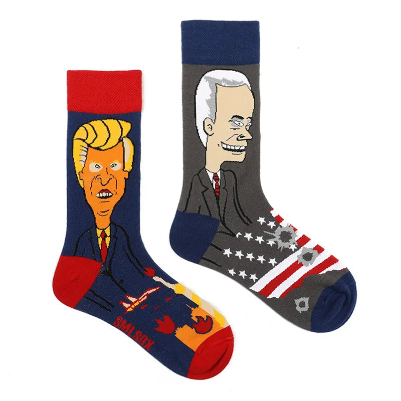 1Pair Man Women Socks Original AB Tide Socks Medium High Tube Colorful Socks Flowers Fruits Candy Cake Cotton Socks Unisex Socks