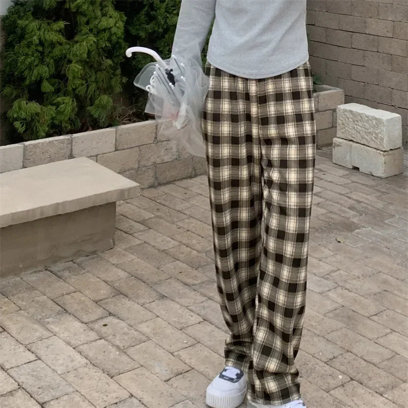 Fleece-Lined Plaid Winter Trousers