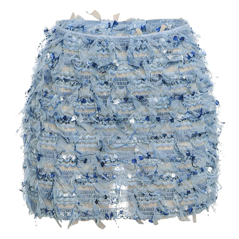 Colorful Tassel Knit Skirt