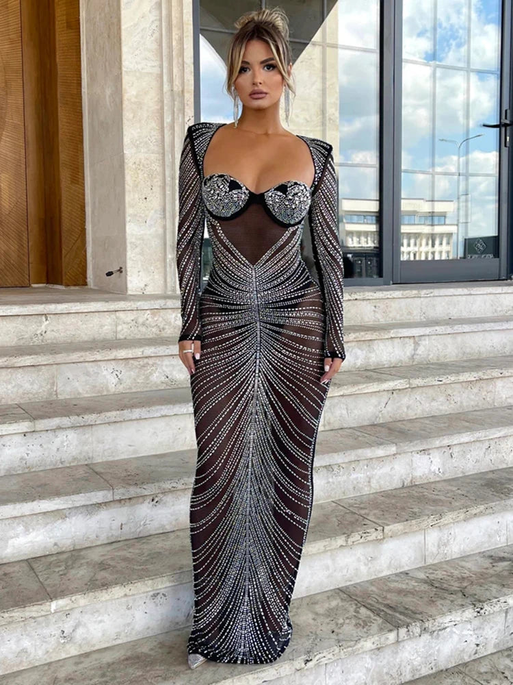 Glitter Mesh Bodycon Dress