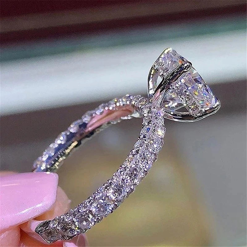 Geometric Zircon Engagement Ring