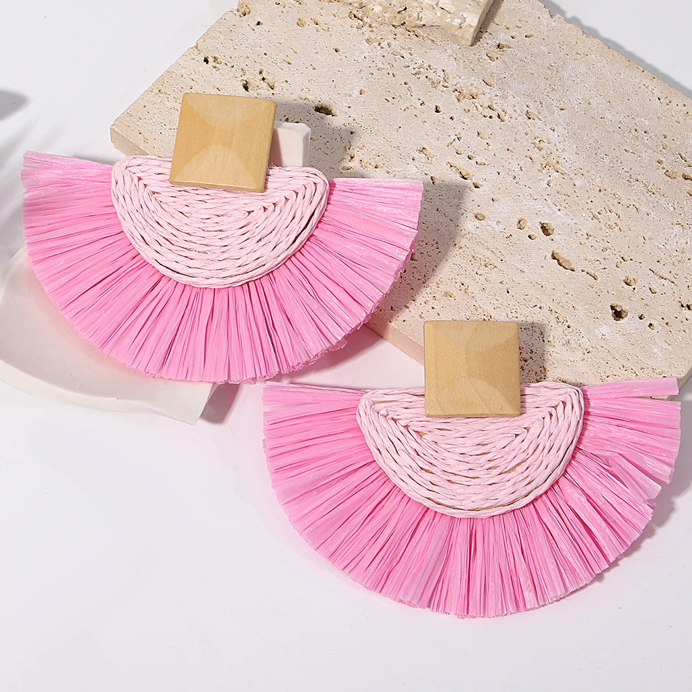 Raffia Fan Drop Earrings