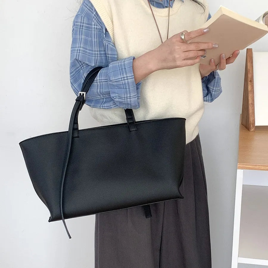 Soft Leather Shopper Tote