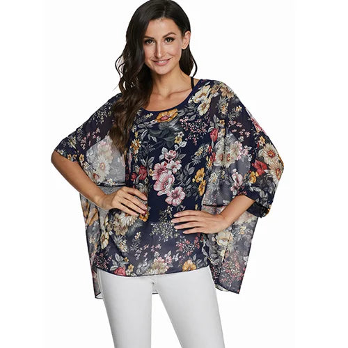 Bohemian Chiffon Batwing Blouse