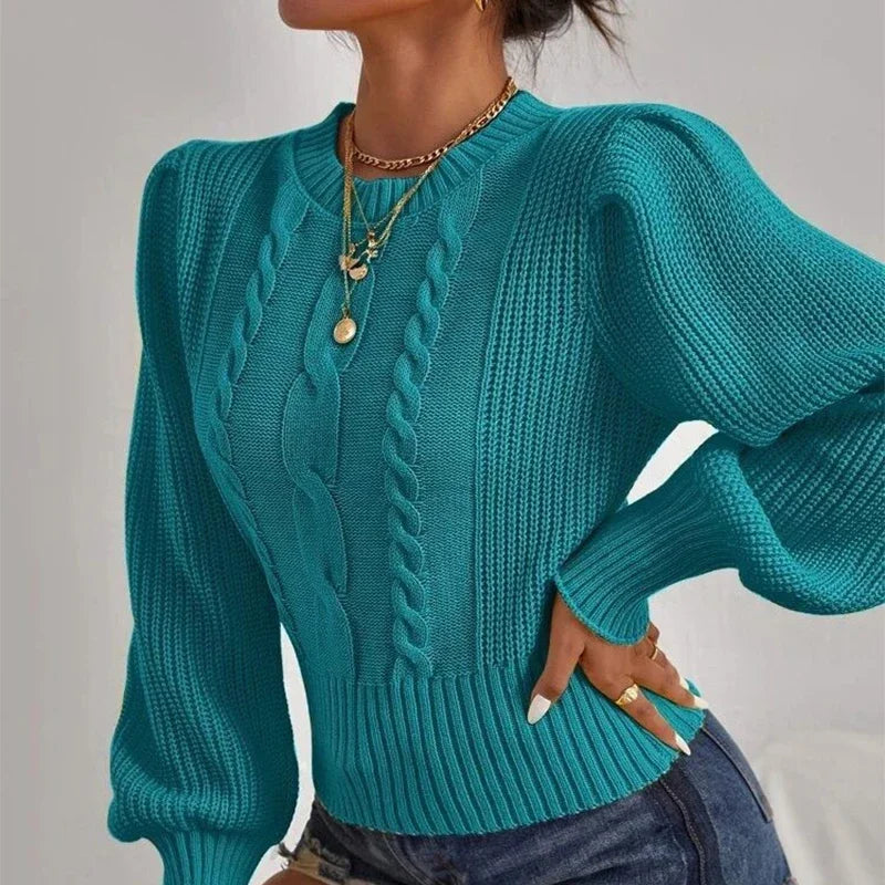 Women Sweaters Solid Color 2025 Autumn Winter Soft Warm Tops Loose Female Pullover Lantern Sleeve Knitted Sweater