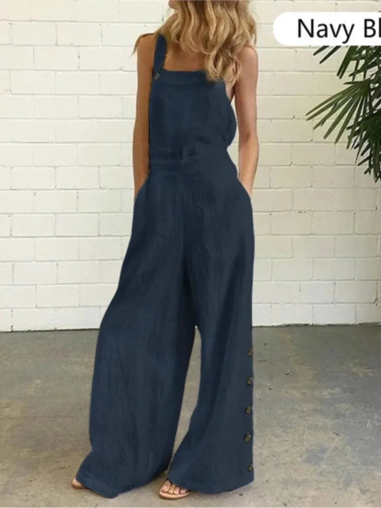 Pocketed Sleeveless Wide-Leg Jumpsuit