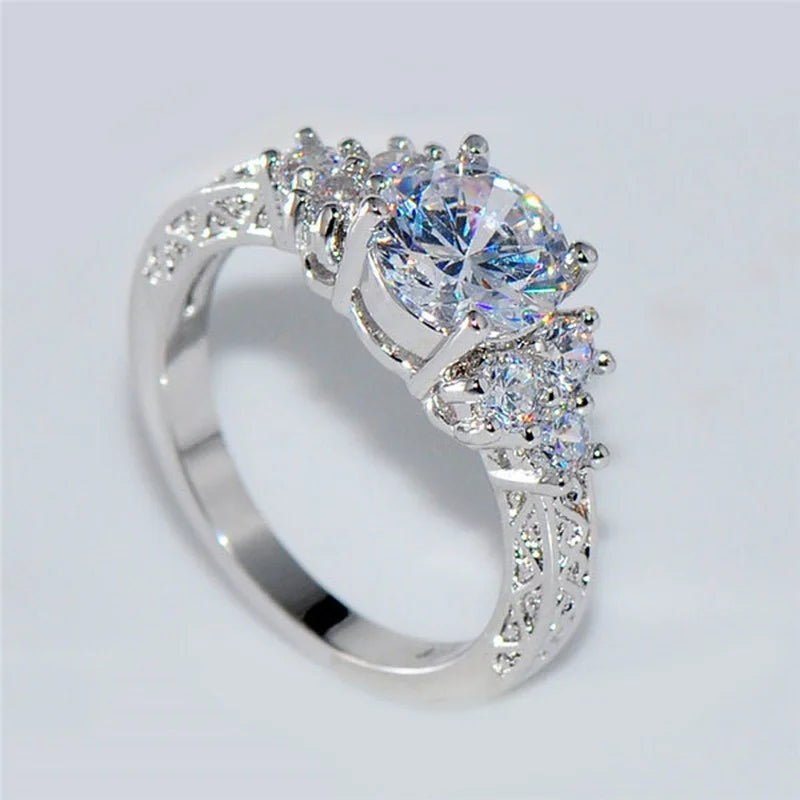Geometric Zircon Engagement Ring