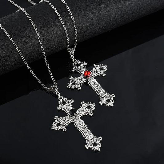 Crystal Cross Gothic Necklace
