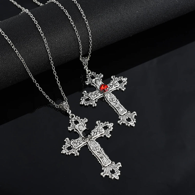 Crystal Cross Gothic Necklace