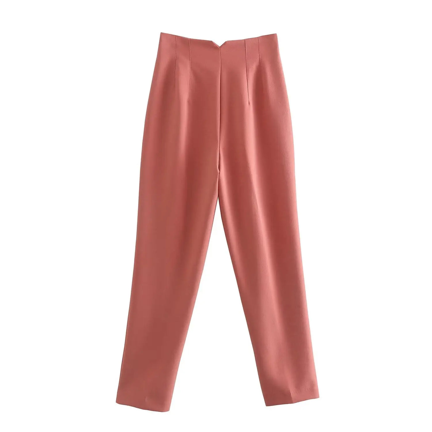 High-Waist Zipper Straight Trousers