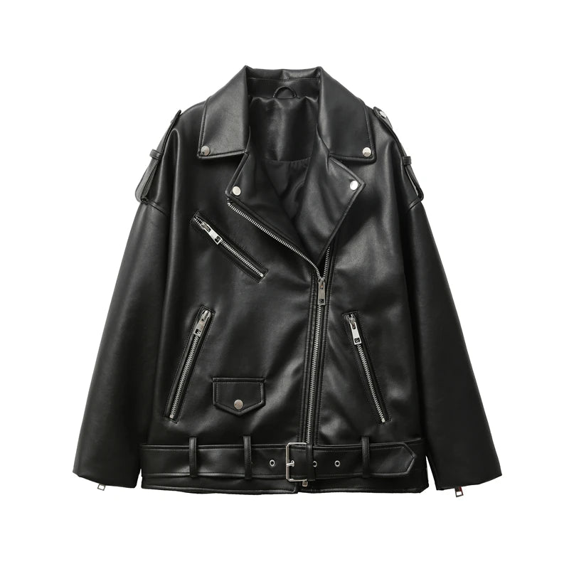 Black PU Motorcycle Jacket