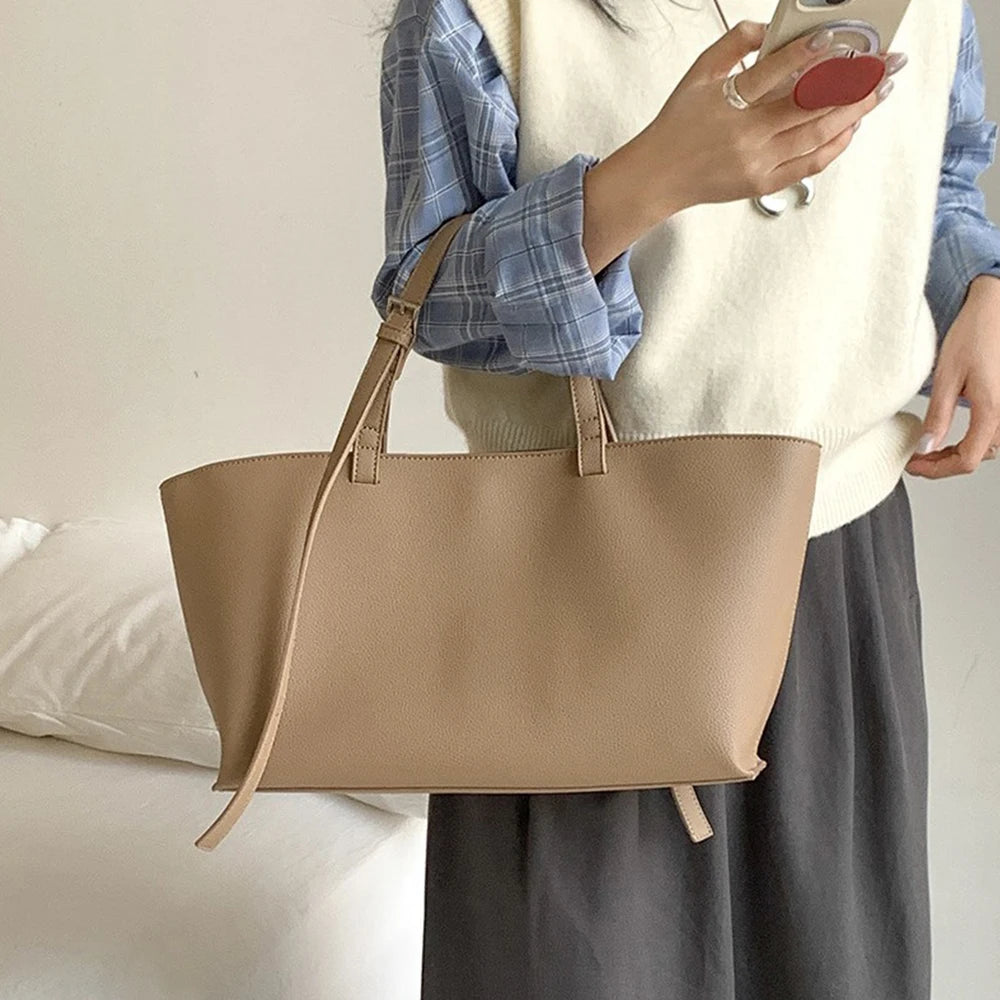 Soft Leather Shopper Tote