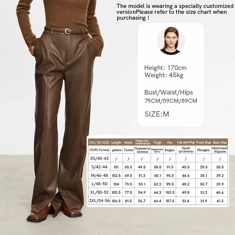 PU Leather Straight-Leg Trousers