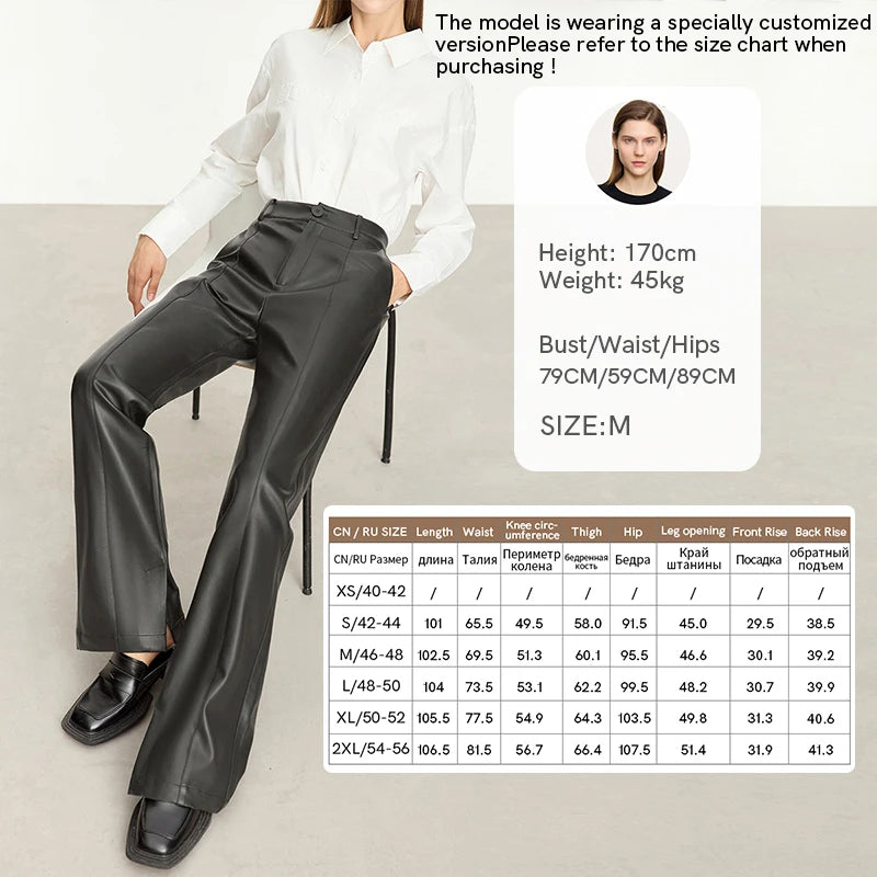 PU Leather Straight-Leg Trousers