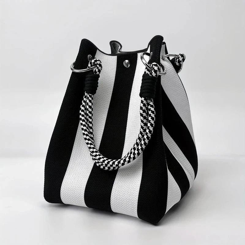 Colorblock Knitted Bucket Bag
