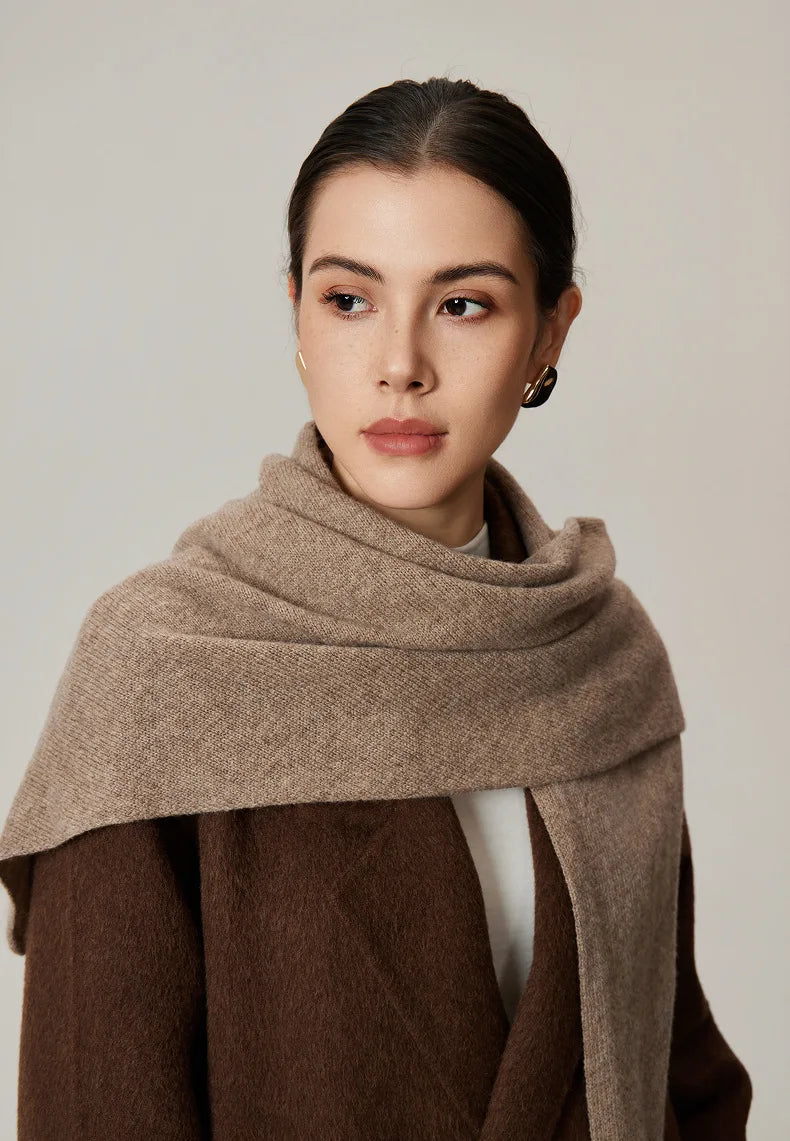 Women's Casual Solid Color Knitted Scarf for Autumn And Winter Warm Cozy Fashion Accessory