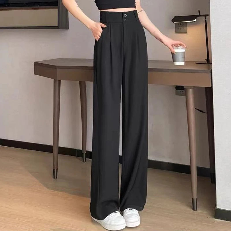 High-Waist Straight Office Trousers