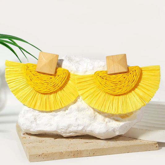 Raffia Fan Drop Earrings