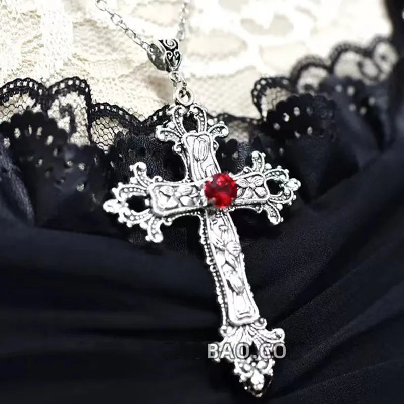 Crystal Cross Gothic Necklace