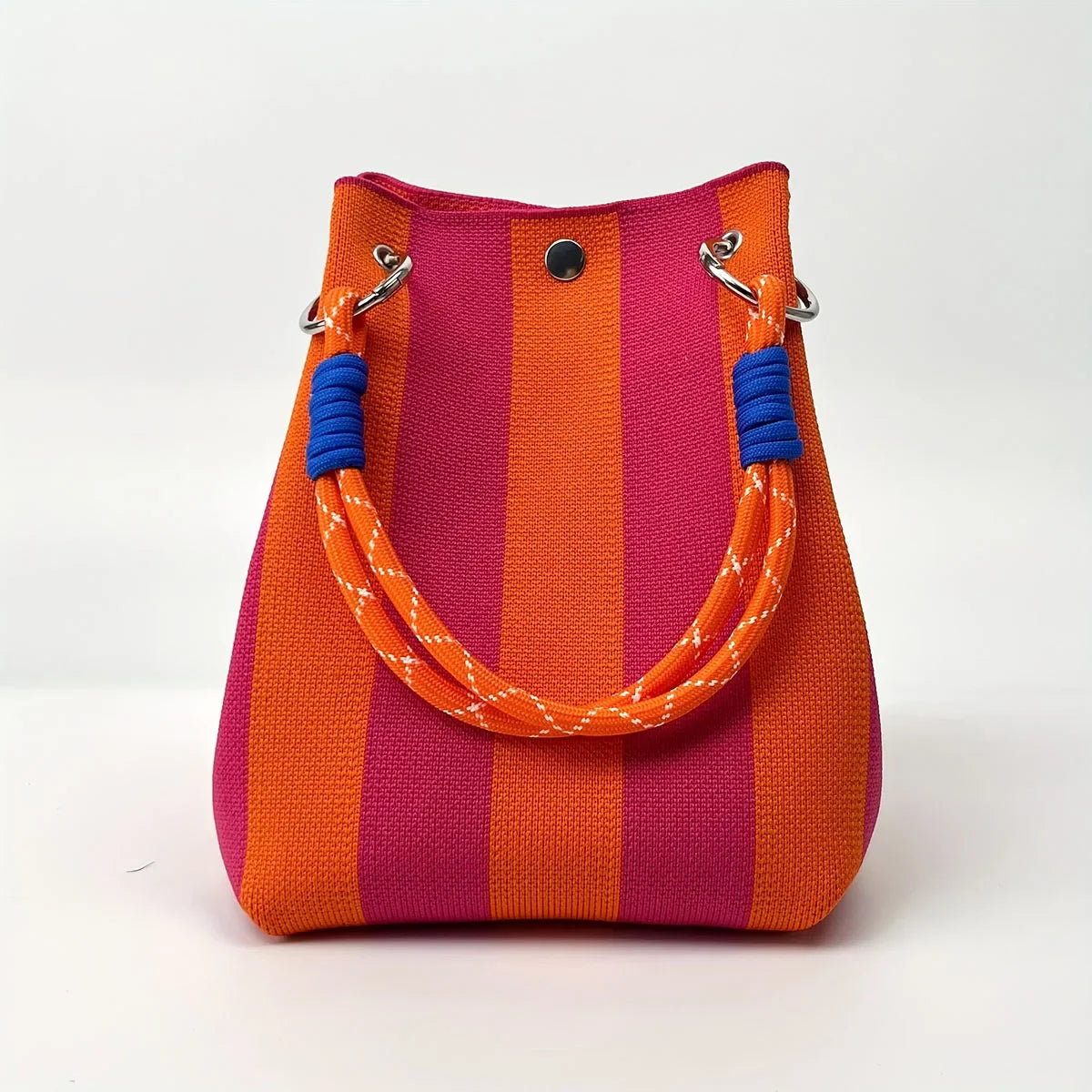 Colorblock Knitted Bucket Bag