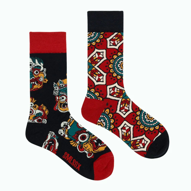 1Pair Man Women Socks Original AB Tide Socks Medium High Tube Colorful Socks Flowers Fruits Candy Cake Cotton Socks Unisex Socks