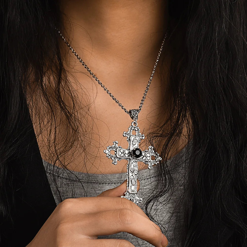 Crystal Cross Gothic Necklace