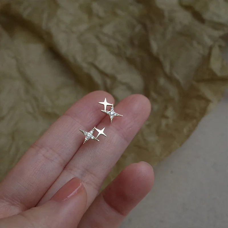 Shiny Zircon Square Studs