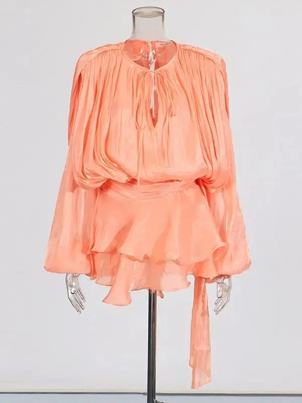 Draped V-Neck Mini Dress