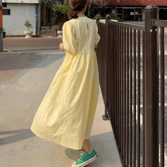 Polka Dot Puff-Sleeve Dress