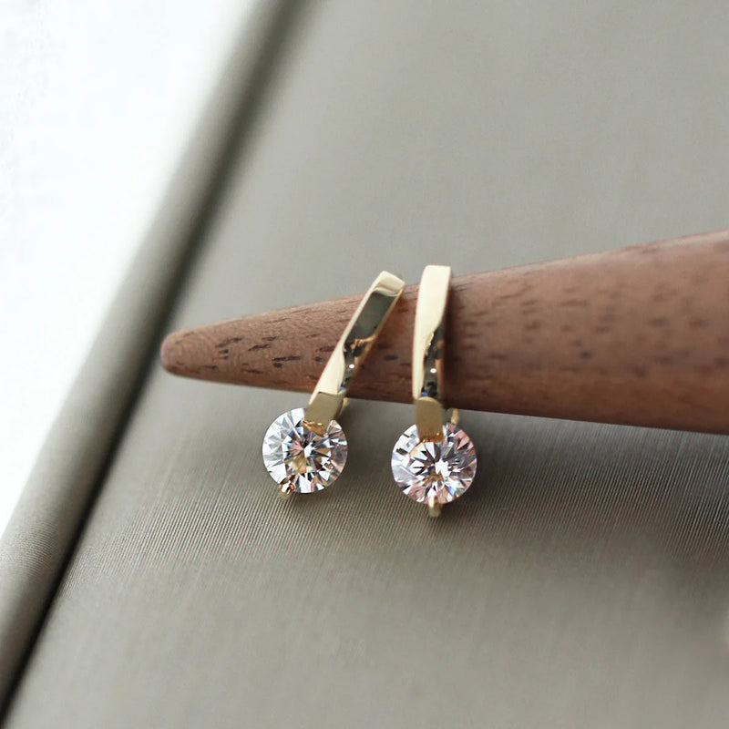 Shiny Zircon Square Studs