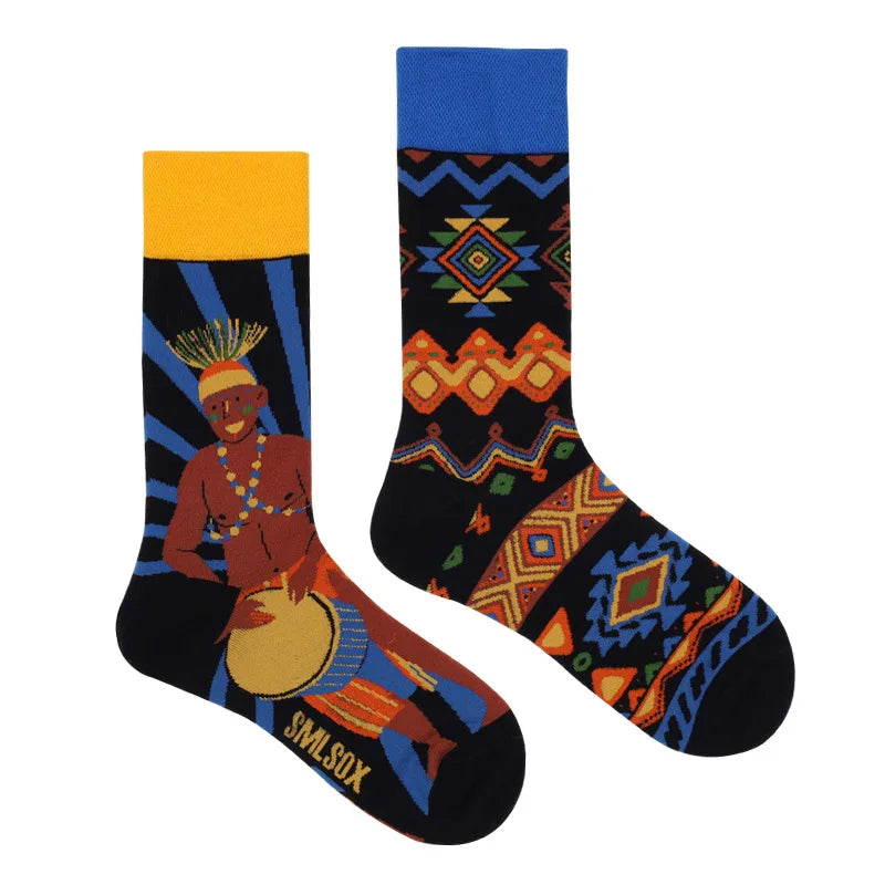 1Pair Man Women Socks Original AB Tide Socks Medium High Tube Colorful Socks Flowers Fruits Candy Cake Cotton Socks Unisex Socks