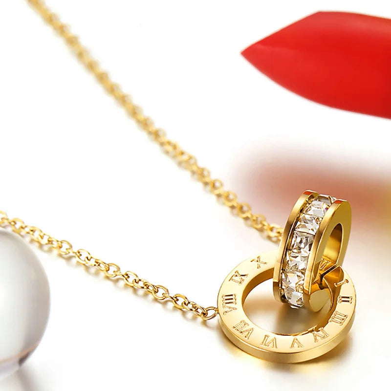 Roman Numeral Crystal Necklace