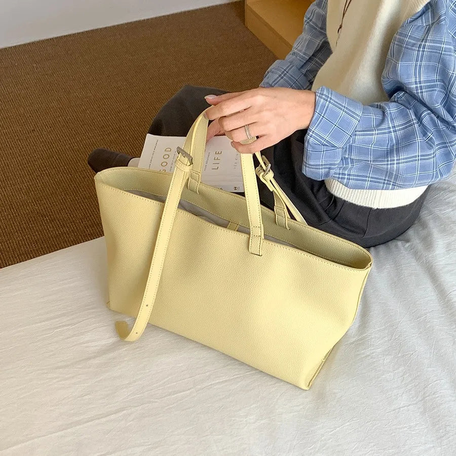 Soft Leather Shopper Tote