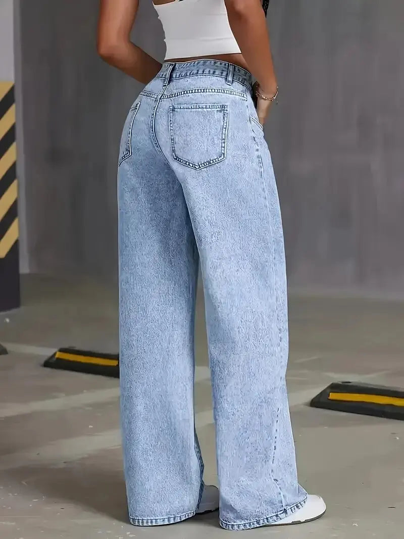 American Wide-Leg Denim Jeans