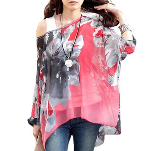 Bohemian Chiffon Batwing Blouse