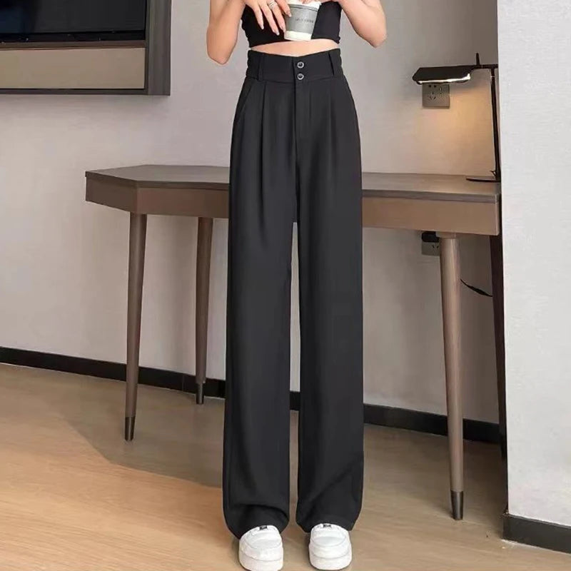 High-Waist Straight Office Trousers