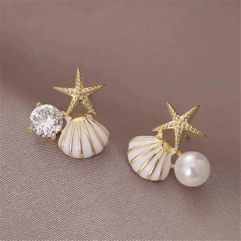 Asymmetric Starfish Pearl Studs
