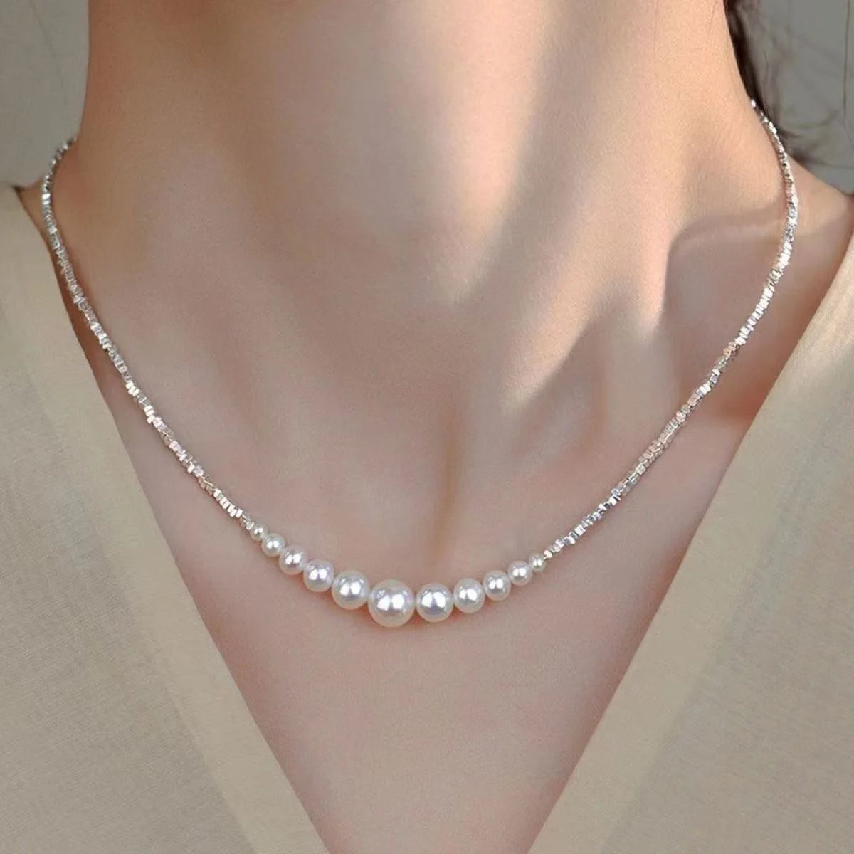 Layered Pearl Choker Necklace