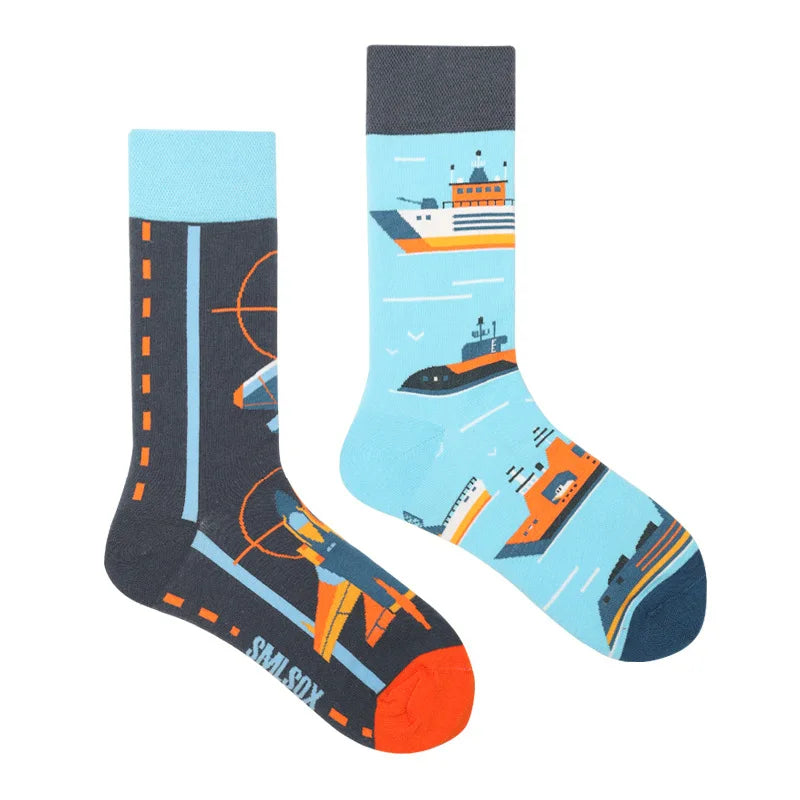 1Pair Man Women Socks Original AB Tide Socks Medium High Tube Colorful Socks Flowers Fruits Candy Cake Cotton Socks Unisex Socks