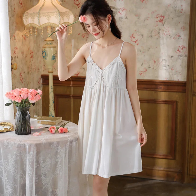 Embroidered Cotton Lace Nightdress