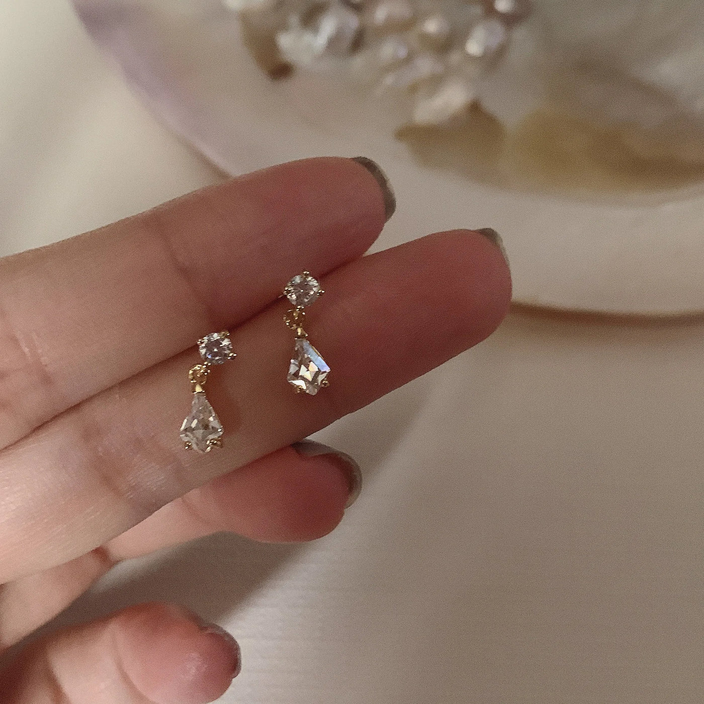 Shiny Zircon Square Studs