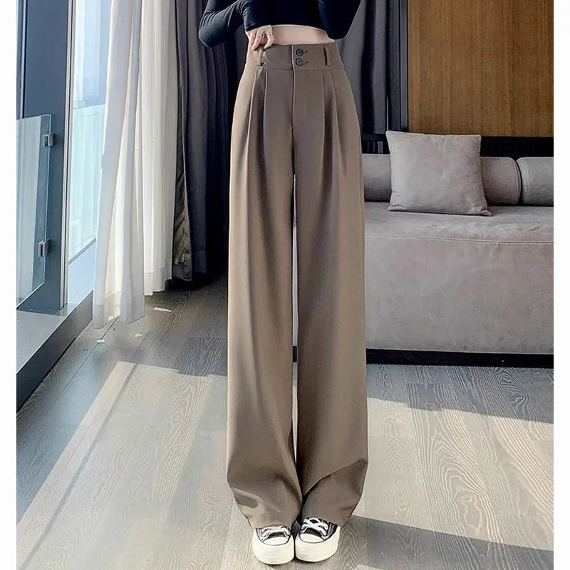 High-Waist Straight Office Trousers
