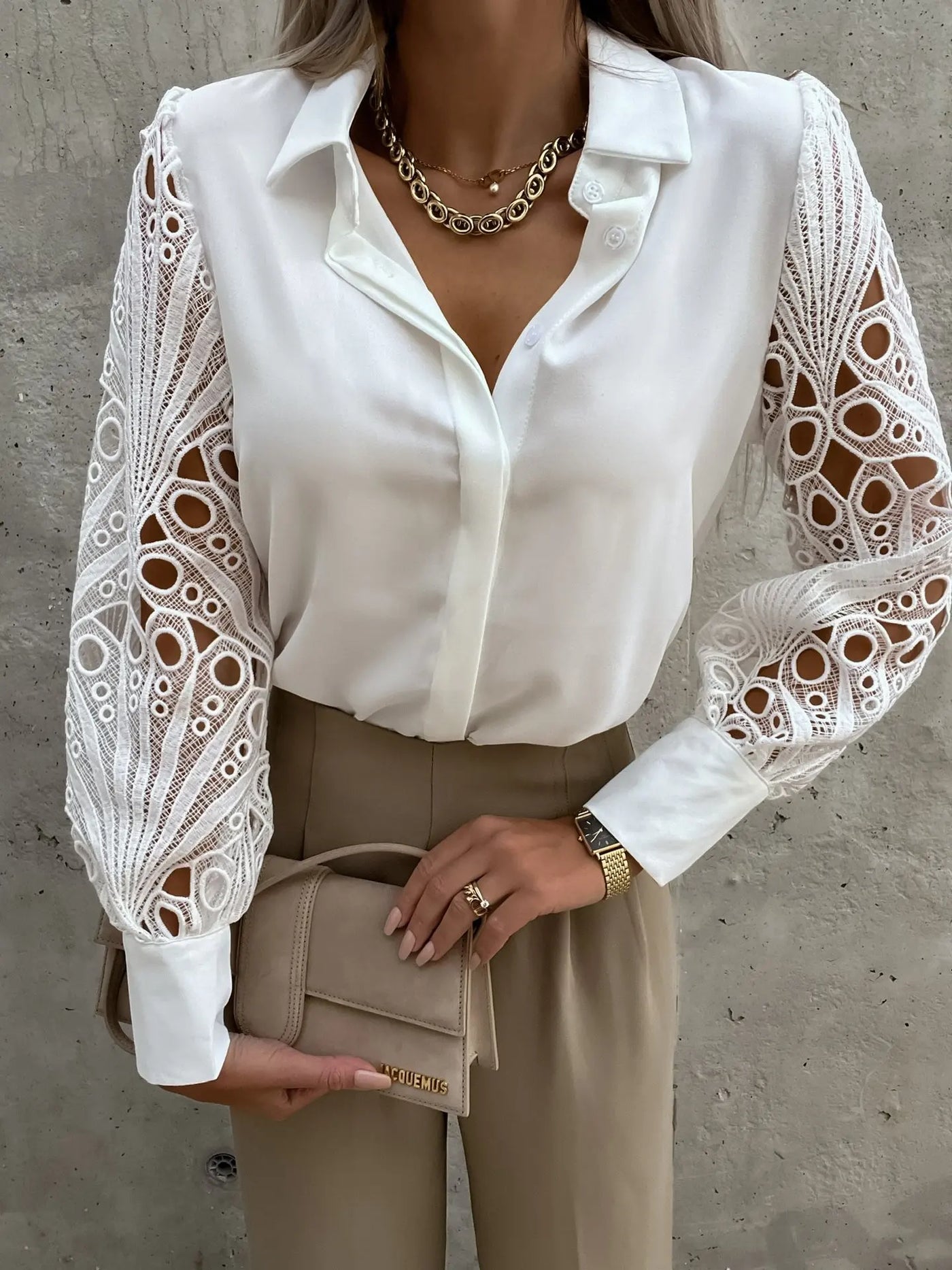 Chiffon V-Neck Office Blouse