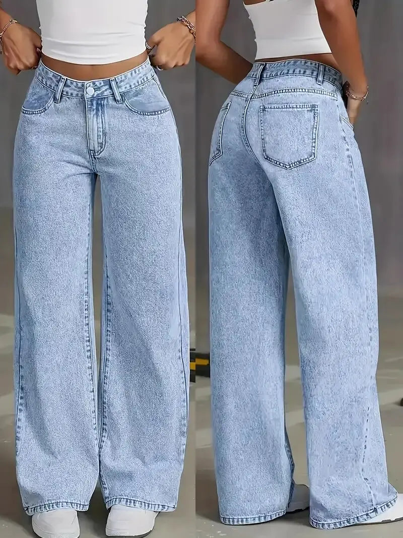 American Wide-Leg Denim Jeans